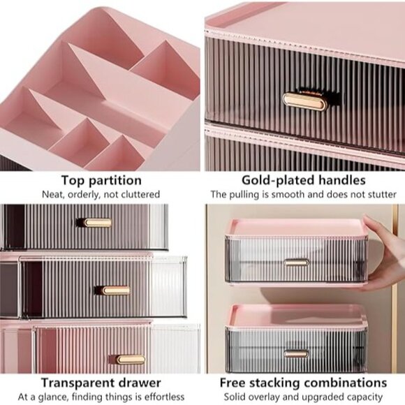 Dasiton Makeup Organizer Makeup Brush Holder with 2 Drawers - Picture 3 of 4